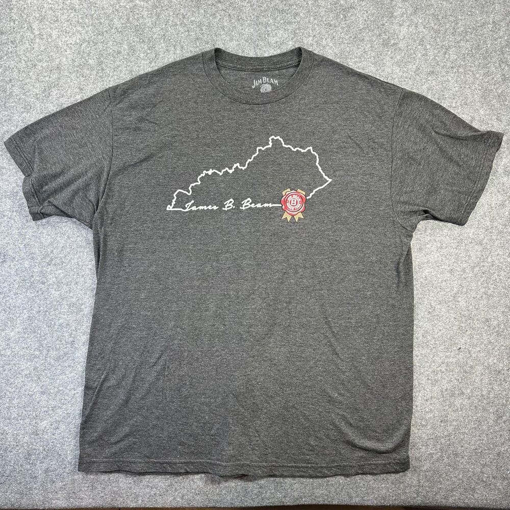 Jim Beam Shirt Mens XL Gray Kentucky James B Beam Bourbon Graphic Tee Tagless
